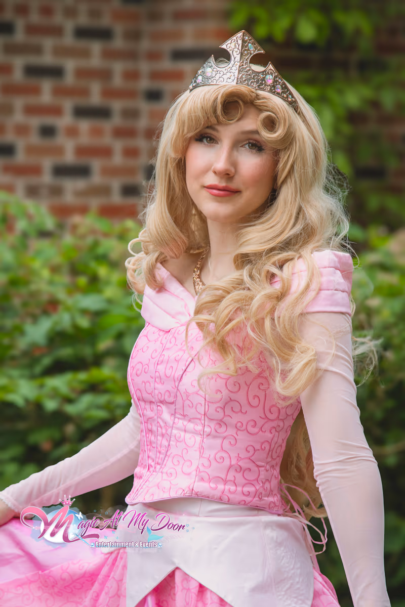 Sleeping Beauty Aurora performer in pink gown | Magic At My Door