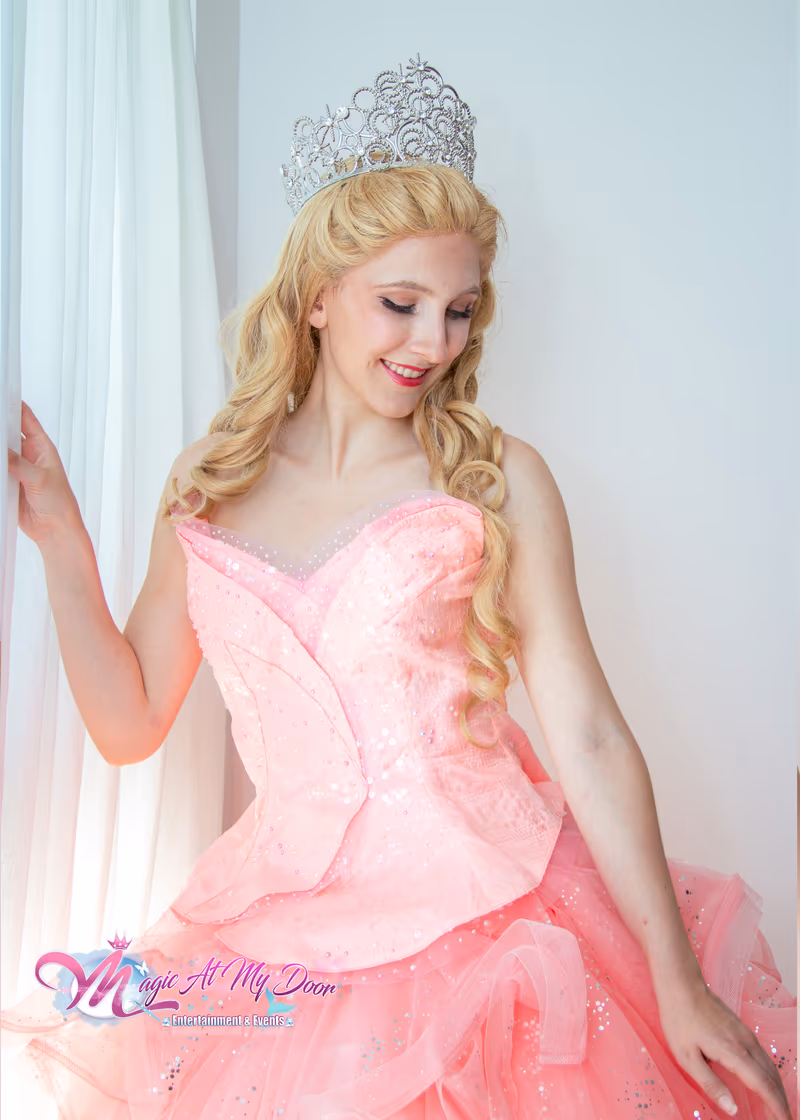 Glinda character in her sparkling gown | Magic At My Door