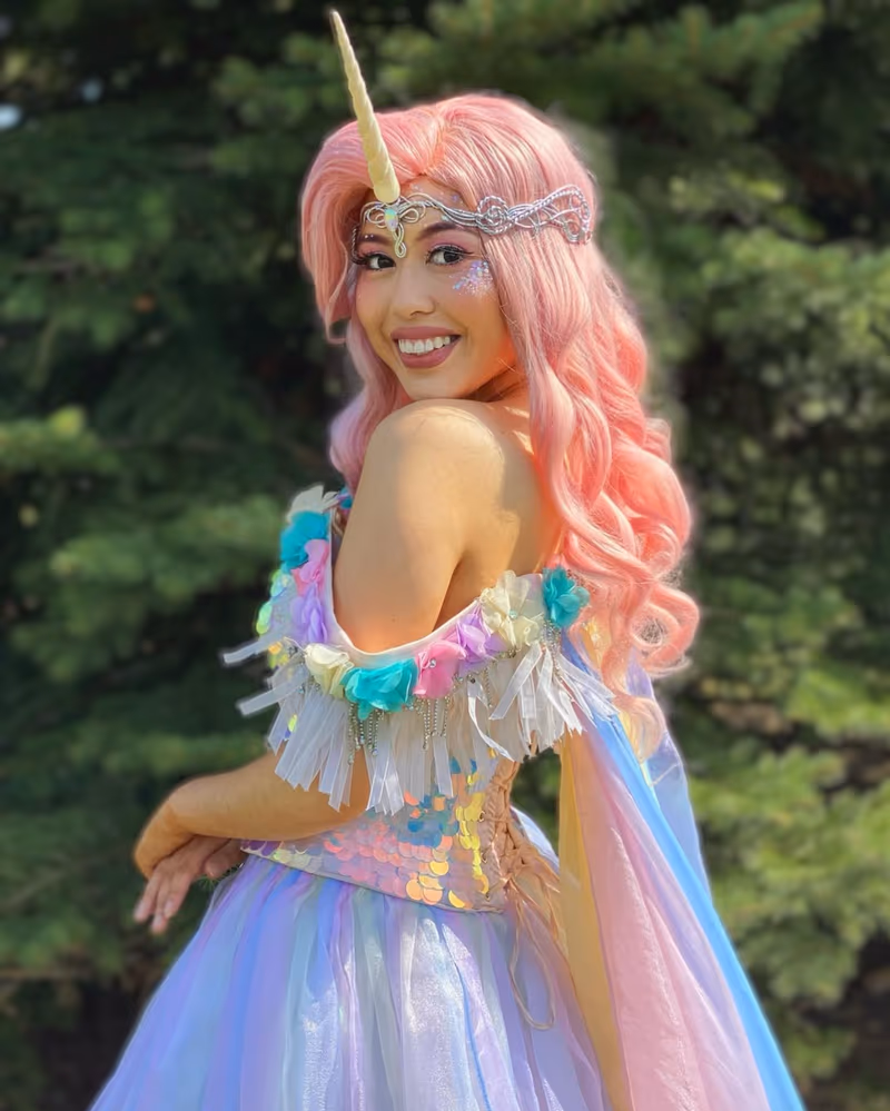 Rose Rainbow Unicorn Princess at a Toronto party | Magic At My Door