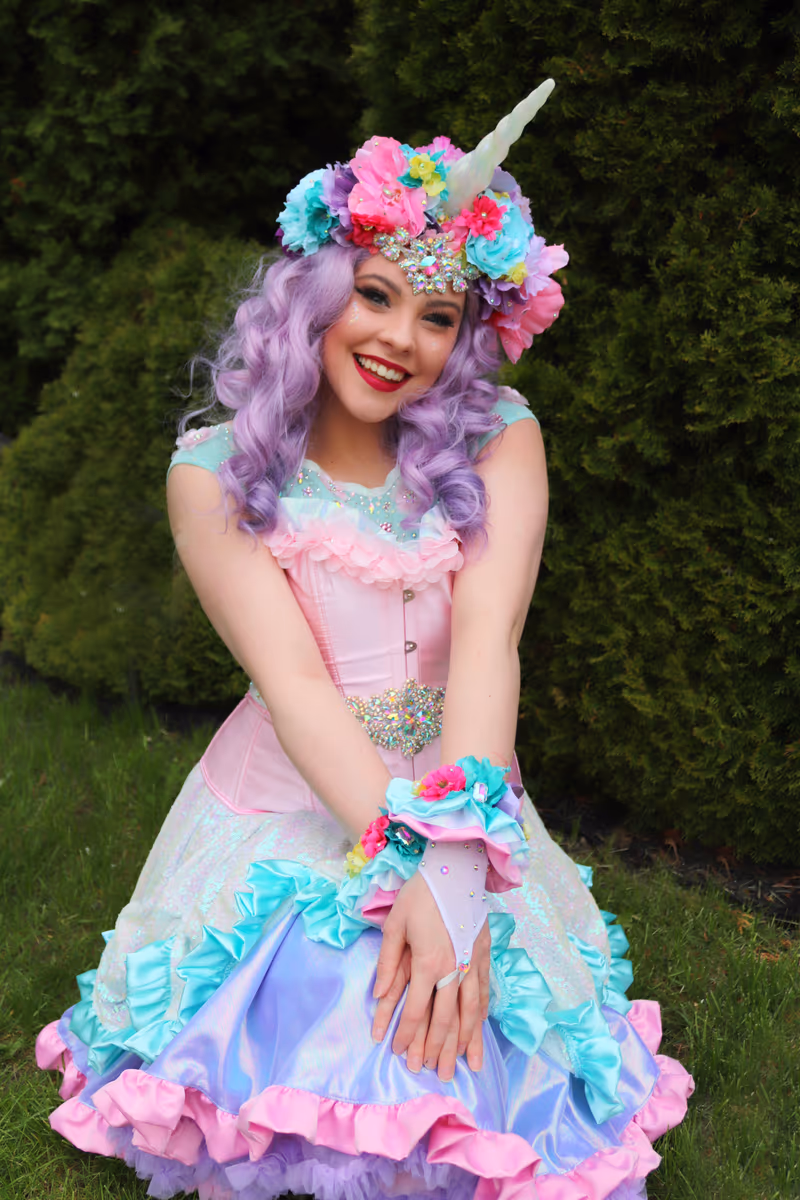 Violet Rainbow Unicorn Princess seated | Magic At My Door
